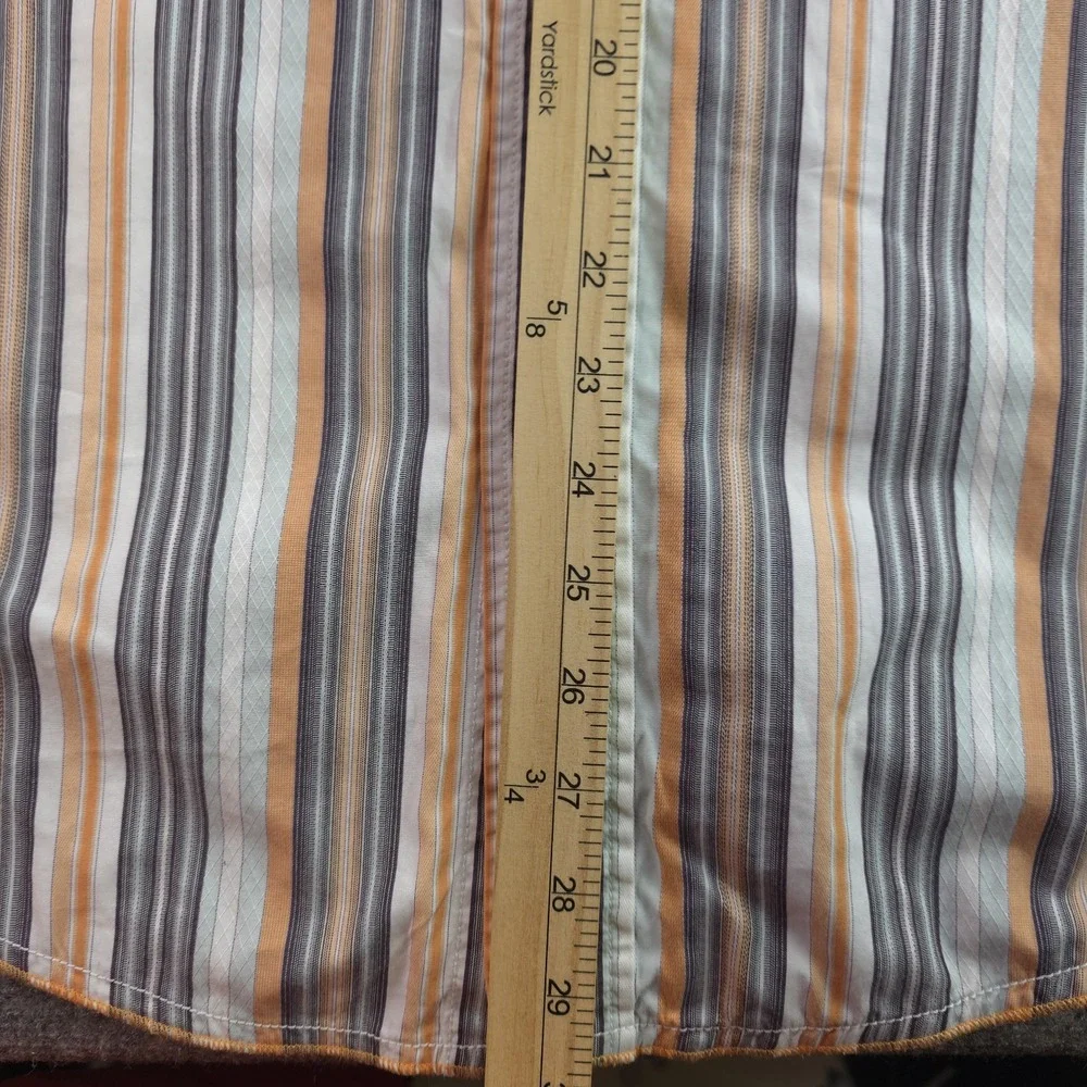 Tommy Bahama Shirt Medium‎ Orange Gray Vertical Striped Long Sleeve Button Up